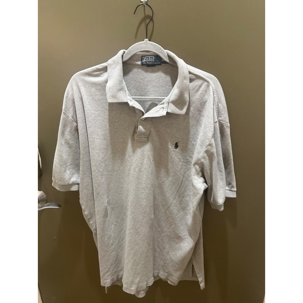 Polo‎ Ralph Lauren Mens XL Short Sleeve Polo Shirt Heather Gray Navy Pony Logo